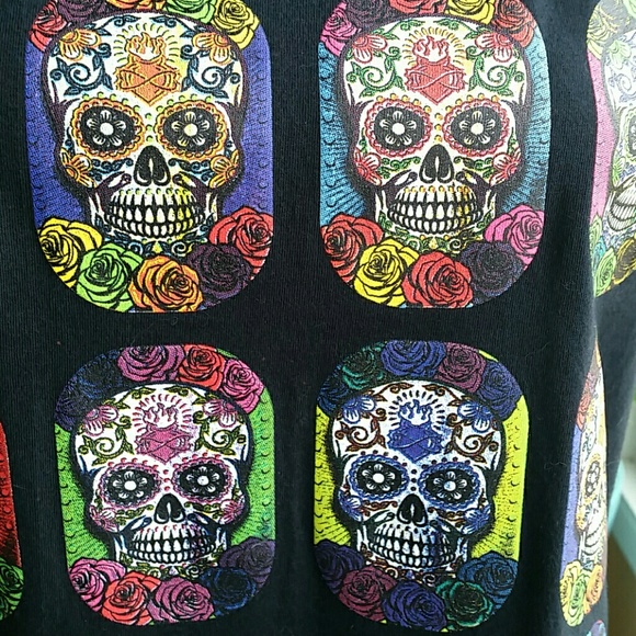 Day Of The Dead Skulls Dia De Los Muertos Black t-shirt size Medium - Picture 4 of 8